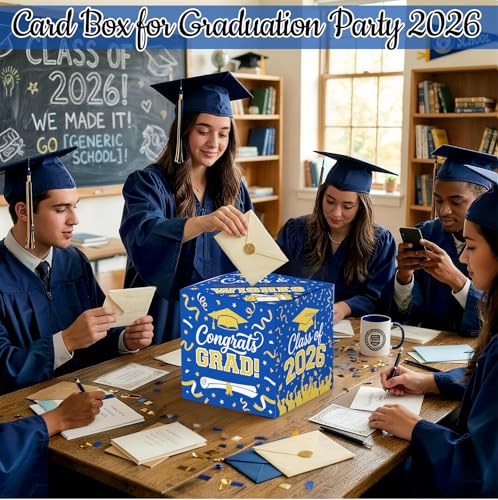 Graduation Card Box 2026 - Class of 2026 Gift Holder, 9x9x9