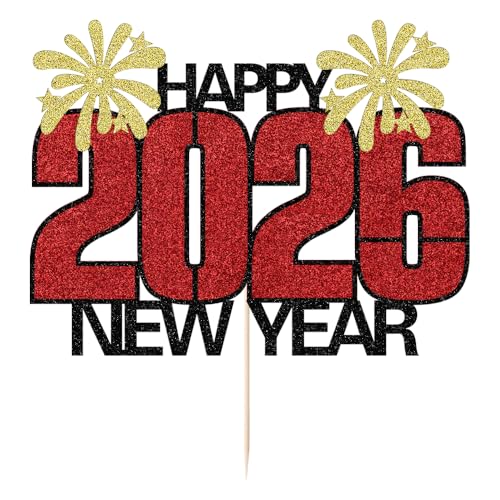 Happy New Year 2026 Cake Topper Star Eve Party Decoration Supplies