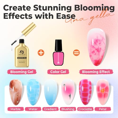 UNA GELLA Blooming Gel Nail Polish 15ml Super Clear Watercolor Marble
