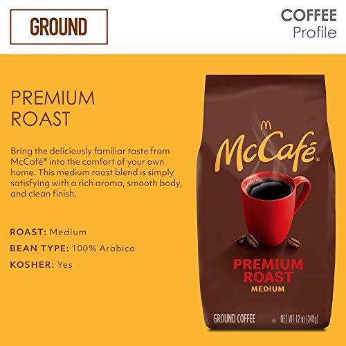 McCafé Premium Roast Ground Coffee 12 oz Bag - Medium Roast, 100% Arabica, Kosher