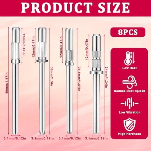 Xelsluthe 8 PCS Mini Mandrel Nail Bits for Small Sanding Bands, 3.1mm