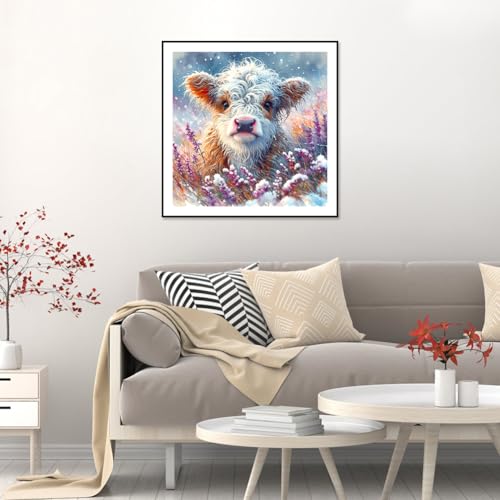 Aicomeon 5D Cow Diamond Art Kit for Adults - 12x12 Inch DIY Craft