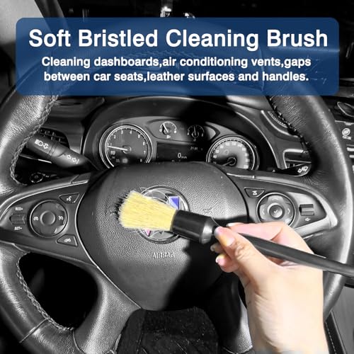 Car Detailing Brush Set - 3 Premium Boar's Hair Cleaning Brushes