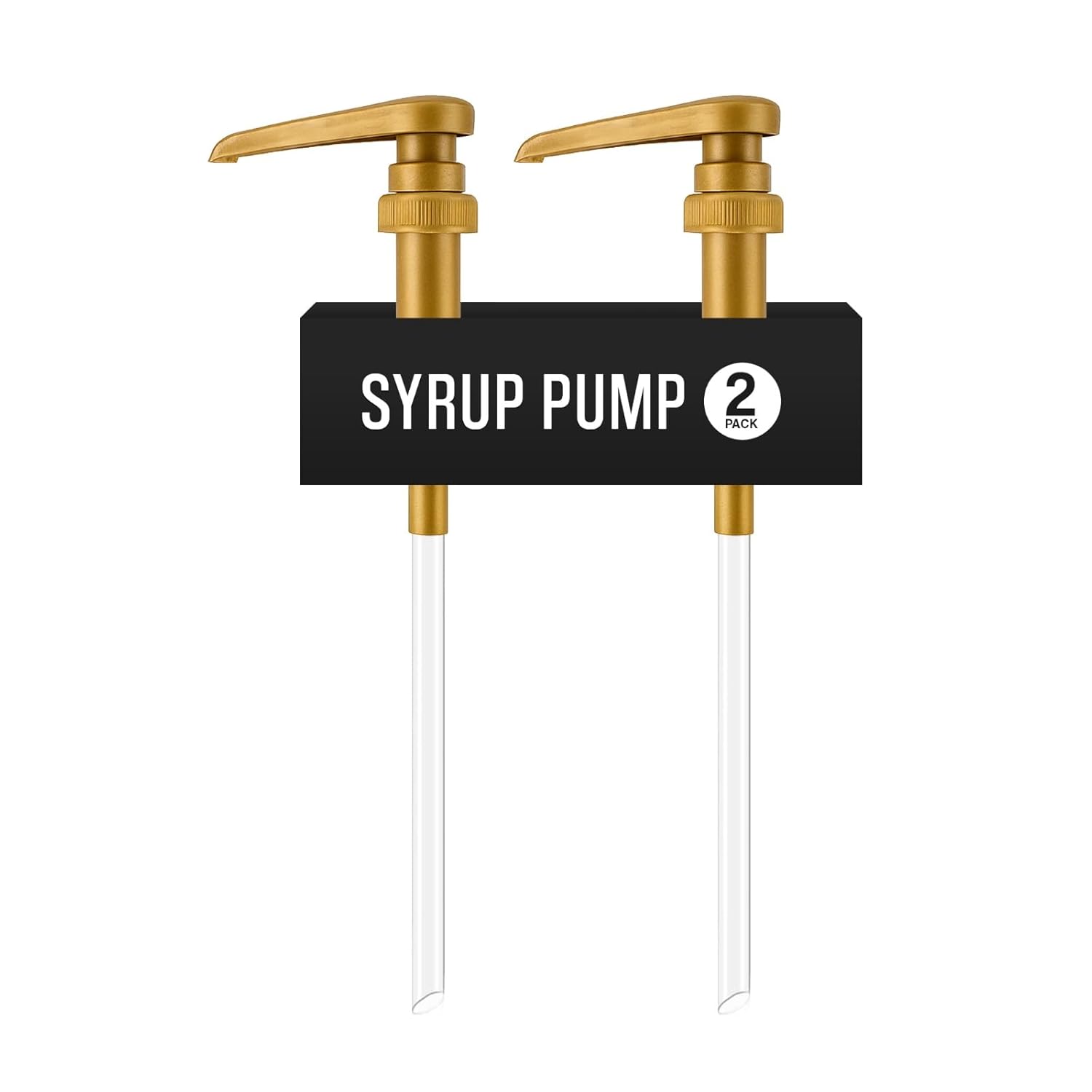 Skiennix Gold Plastic Syrup Pumps - 2-Pack for 750ml Bottles - Ideal Coffee Dispenser, Not for Glass