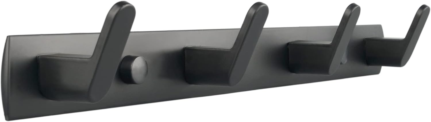 ULIBERMAGNET Heavy-Duty Magnetic Hooks - Strong Rubber Hangers for Coats, Towels & Bags | Matte Black (4 Hooks)