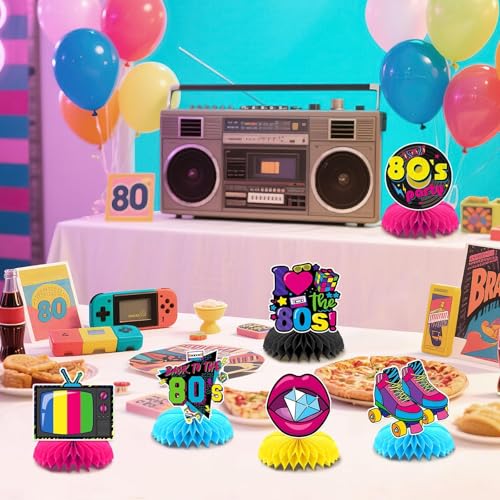 80s Retro Style Honeycomb Table Centerpieces - 10 Pcs Party Decorations