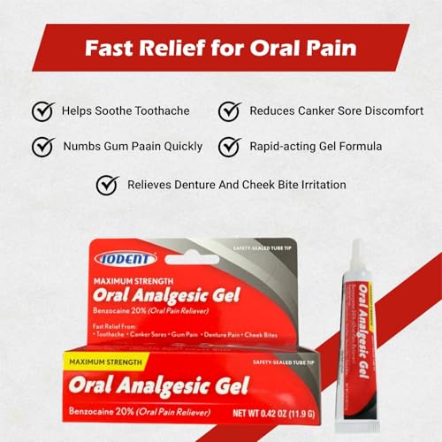 Oral Analgesic Gel Fast Numbing Pain Relief for Toothaches and Canker Sores 0.42 oz