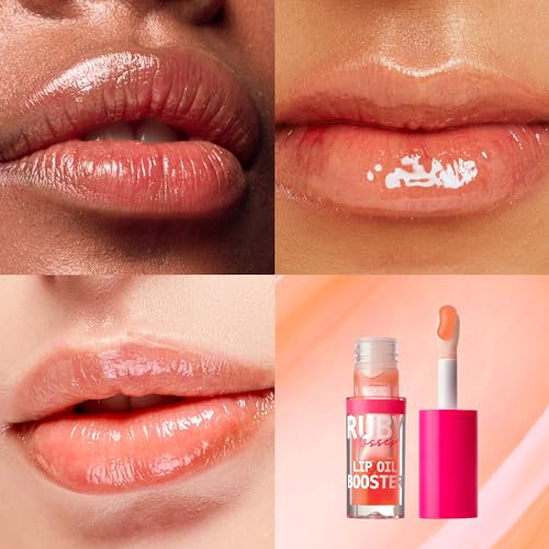 Ruby Kisses Hydrating Lip Oil Booster - Coral Gloss with Natural Oils