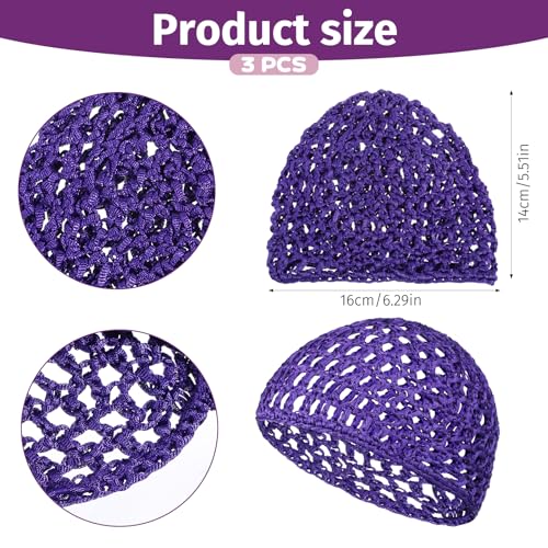 3 Pcs Crochet Hair Nets for Sleeping Breathable Knit Sleep Bonnets