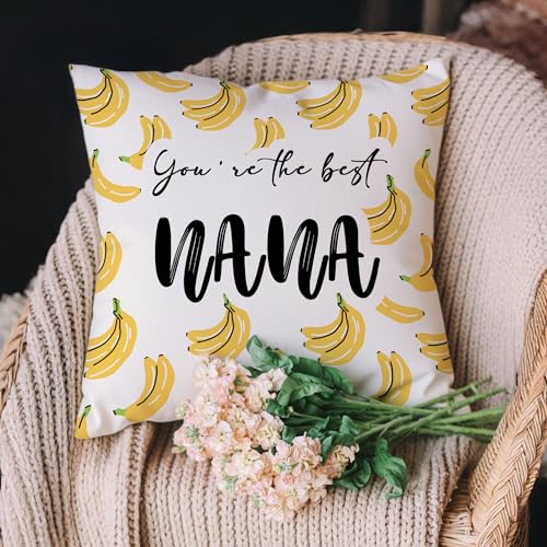 Nana Banana Throw Pillow Cover 18x18 - Funny Grandmother Gift for Home Decor