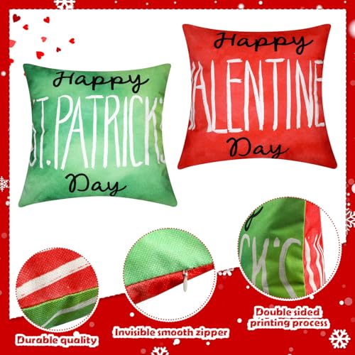 Ramede 18x18 Double-Sided Pillow Covers - Set of 4 for St. Patrick's Day & Valentine's Day