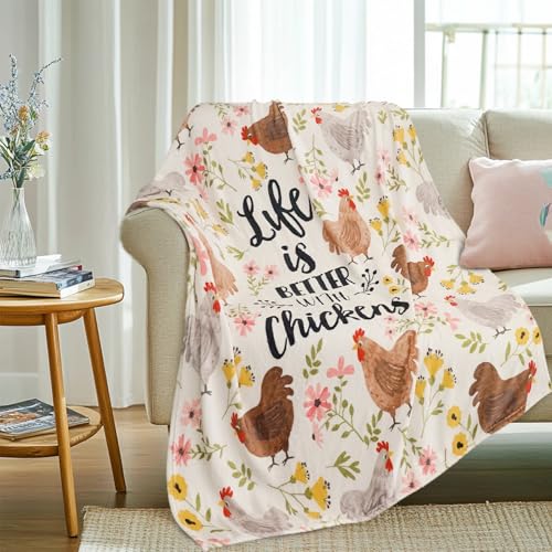 Chicken Blanket 40"x50" - Flannel Plush Throw for Chicken Lovers