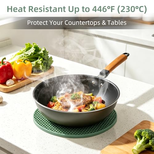 TWTLi Heat Resistant Silicone Trivets Set of 4 - Green