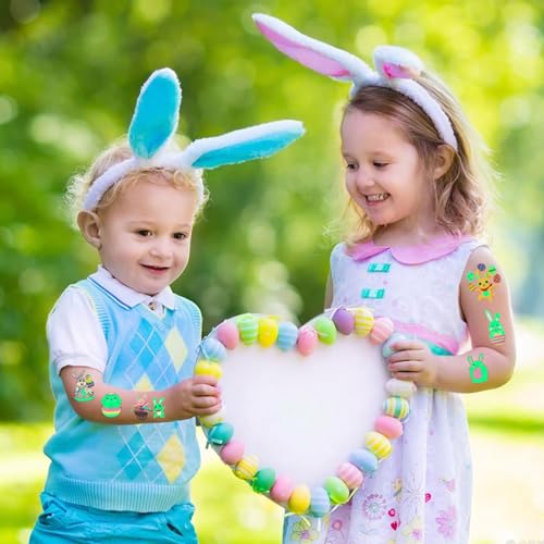 Felico Glow in the Dark Easter Temporary Tattoos, 80 Pcs Party Favors