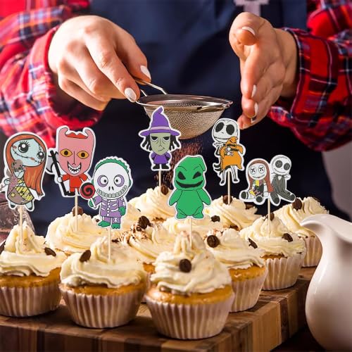Halloween Skull Ghost Cupcake Toppers Set of 5 - Scary Party Decorations
