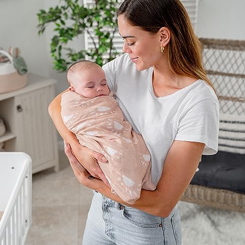 Comfy Cubs Muslin Swaddle Blanket - 47x47 Inch Soft Cotton, Blush Sun