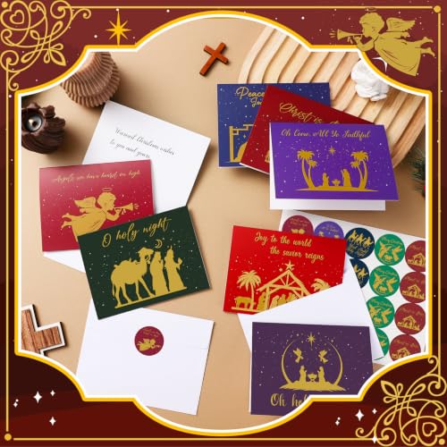 200 Christian Christmas Cards Bulk with Envelopes and Stickers - Bible Verse Design