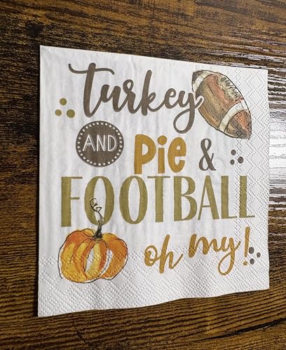 IHR Cocktail Napkins - 3-Ply Thanksgiving Turkey Pie Design, 20 Count