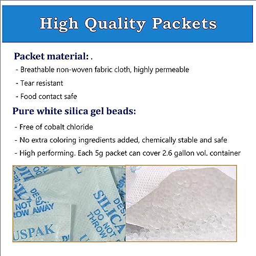 Sohler Silica Gel Desiccant Packs - 5g, 50 Packets for Moisture Control