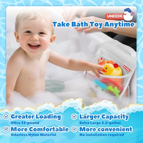 UNEEDE Mesh Bath Toy Organizer - 2-Compartment Quick Dry Storage