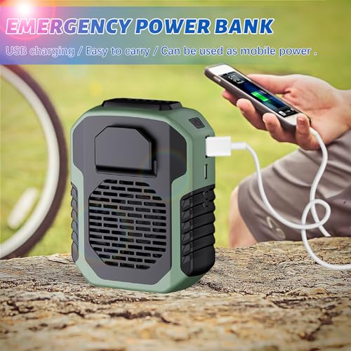 UHOUSEST Portable Waist Fan, 6000mAh Rechargeable Wearable Fan - Green