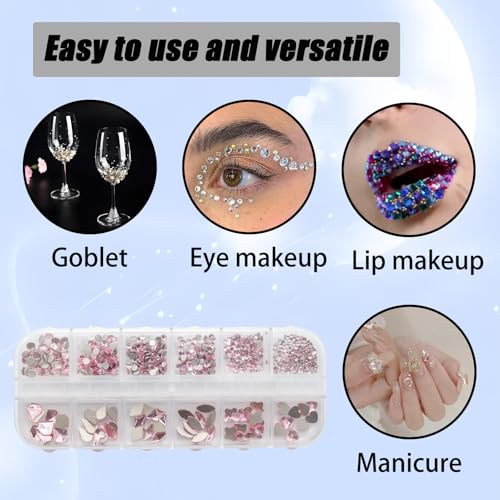 Pine & Linen Pink Nail Art Rhinestones Kit with Tweezer Picker