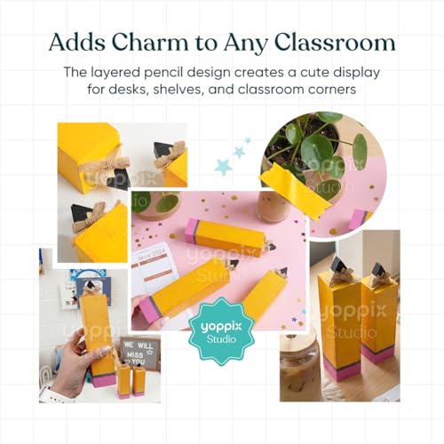 Wooden Pencil Table Decorations - Set of 3 for Back to School