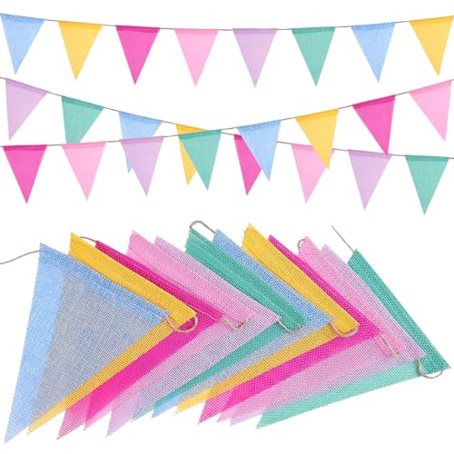 48PCS Colorful Pennant Banner Flags with Jute String for Parties & Events