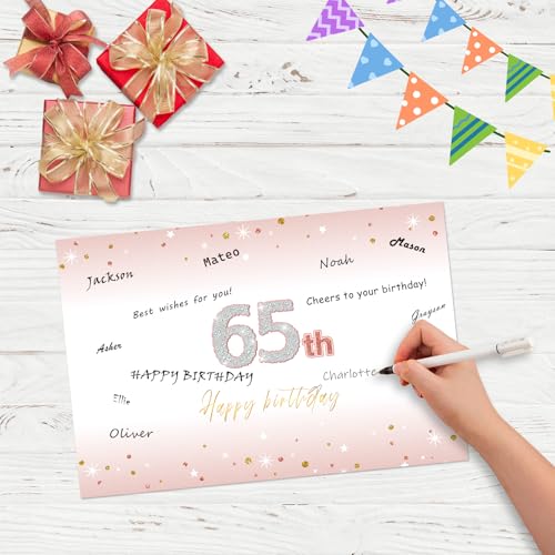 HOMANGA Rose Gold 1961-65 65th Birthday Card for Women with Envelope & Stickers