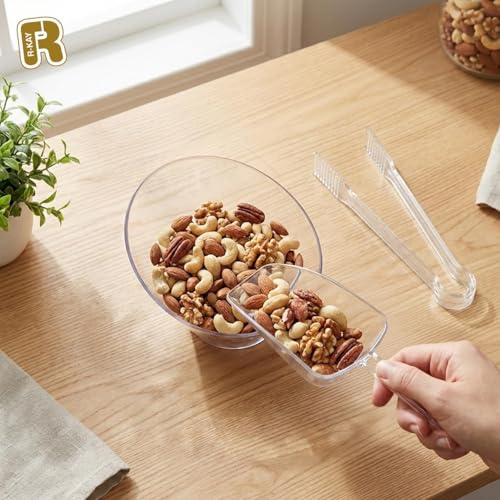 12-Pack Clear Serving Tongs and Plastic Scoops for Candy Buffets