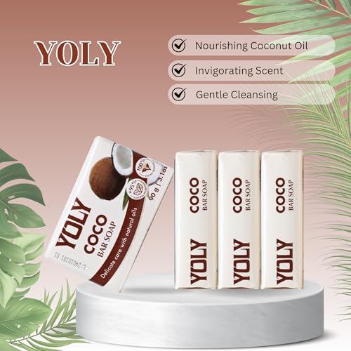 YOLY Natural Coconut Bar Soap 90g Pack of 4 Moisturizing Vegan Skincare