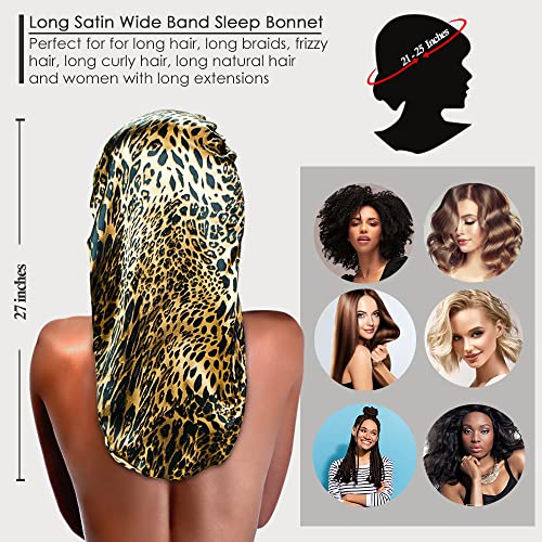 YOHITOP 2-Piece Long Silky Satin Sleep Bonnet for Curly Hair and Braids