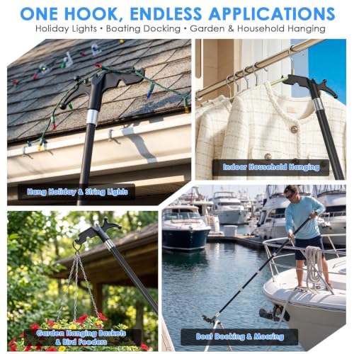 17ft Carbon Fiber Telescopic Light Pole with Utility Hook - Holiday & Outdoor Use