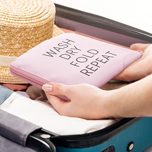 Boao Travel Laundry Bag Set - 2 Pcs with Zipper Drawstring (Classic, Pink/Gray)