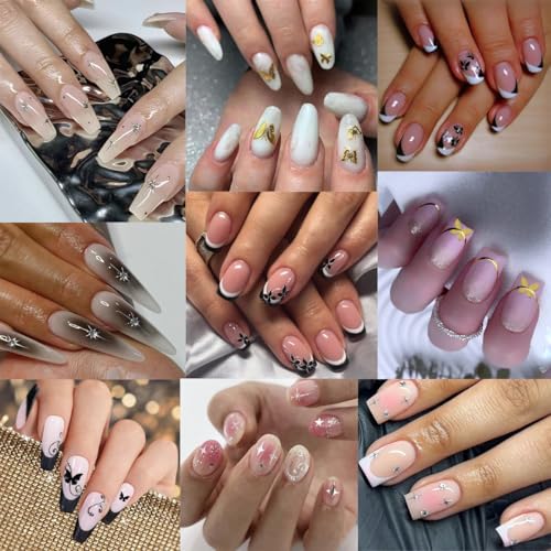 8 Sheets 3D Butterfly Nail Stickers Gold Silver Star Decals Manicure DIY