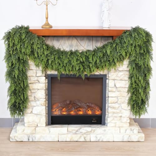 2PCS 6FT Artificial Christmas Cedar Garland Faux Greenery for Mantle Decor