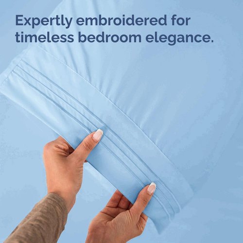 King Pillow Cases by [Brand Name] - Ultra Soft Hotel Quality Covers | Comfy, Wrinkle-Free & Fade Resistant - Light Blue, Set of 4