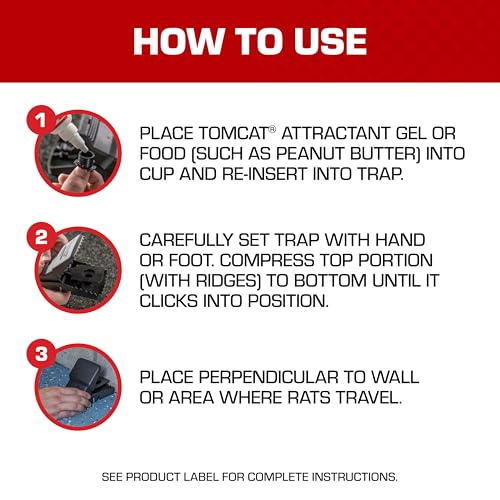 Tomcat Rat Snap Traps - 4 Reusable Traps for Home & Farm Use