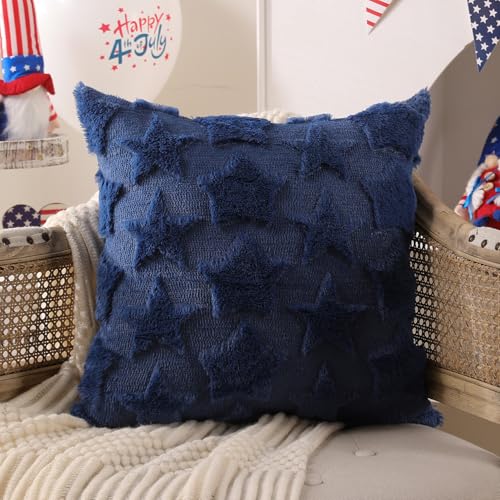 4th of July Pillow Covers Set of 2 - 18x18 inch Stars Design