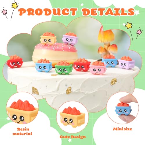 24Pcs Mini Dumpster Fire Figurines - Resin Trash Decor in 6 Colors