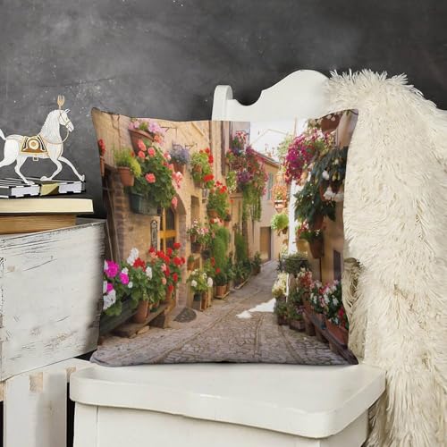 Mediterranean Greece Scene 12x12 Inch Throw Pillow Cover - Italy-1