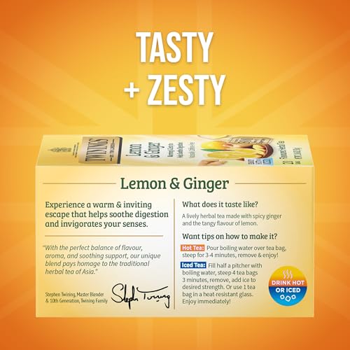 Twinings Lemon & Ginger Herbal Tea - Caffeine-Free, 120 Bags