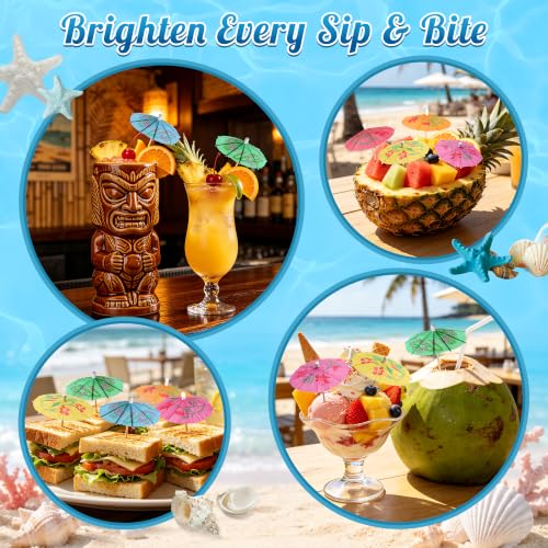 Multicolor 60 Mini Cocktail Umbrellas Drink Picks - Tropical Party Decorations