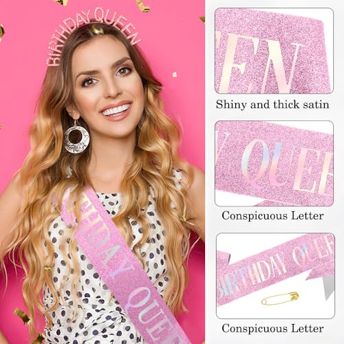 Birthday Queen Sash and Rhinestone Tiara Set for Women