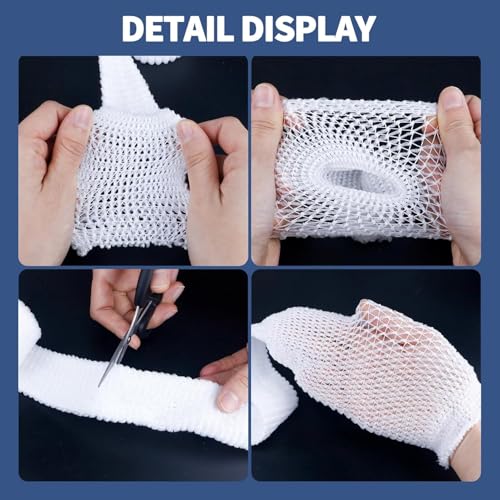 2 Rolls Tubular Bandage, 2.3 Inch Elastic Net Bandages, Wound Dressing Elastic Mesh Net, Tubular Gauze for Arm Wounds Without The Use of Adhesive Tape