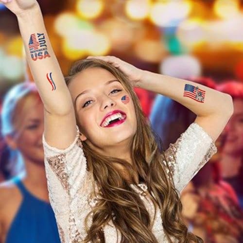 Fourth of July Temporary Tattoos - American Flag & Patriotic Designs (90 Pcs)