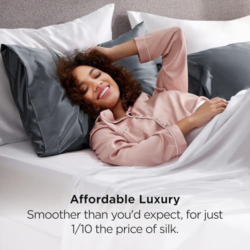 Bedsure King Satin Pillowcase Set of 2 - Silky Space Grey