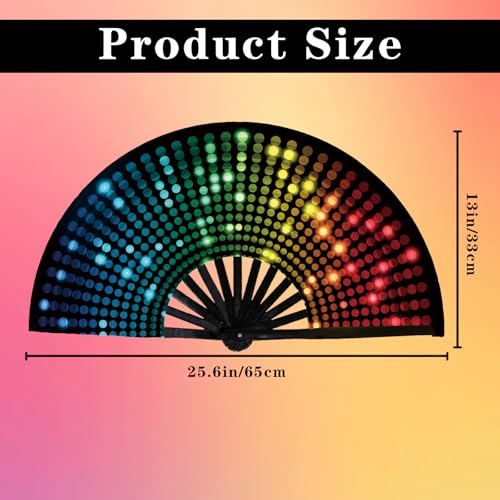 Large Folding Hand Fan for Raves and Dance Events - Neon Glow