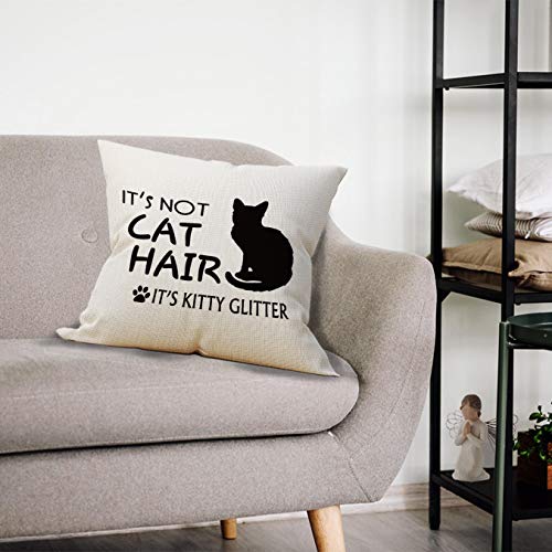 Funny Cat Glitter Throw Pillow Case - 18x18 Beige Cushion Cover