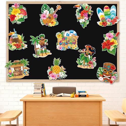 11x14 Hawaiian Luau Party Decorations Cutouts Set - 12PCS